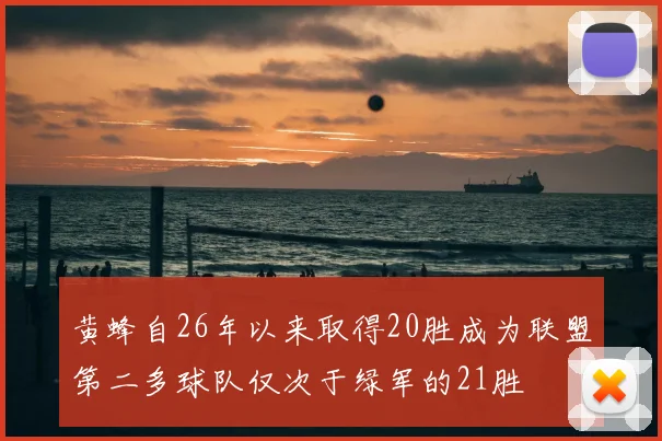 黄蜂自26年以来取得20胜成为联盟第二多球队仅次于绿军的21胜